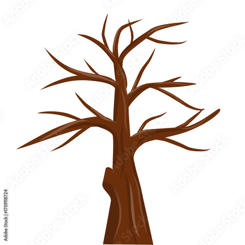 Bare Winter Tree Illustration: Simple Brown Deciduous Tree Graphic