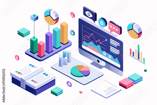 Modern digital workspace showing artificial intelligence technology with holographic data analytics and virtual dashboards. A professional working on a laptop surrounded by futuristic AI visualization