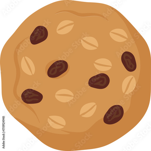 Flat Illustration Style Oatmeal Raisin Cookie Delicious Treat Food Item