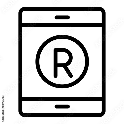 Registered Trademark (Mobile) Line Icon of Intellectual Property Icon Set
