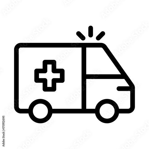 Ambulance Line Icon of Hospital and Clinics Icon Set