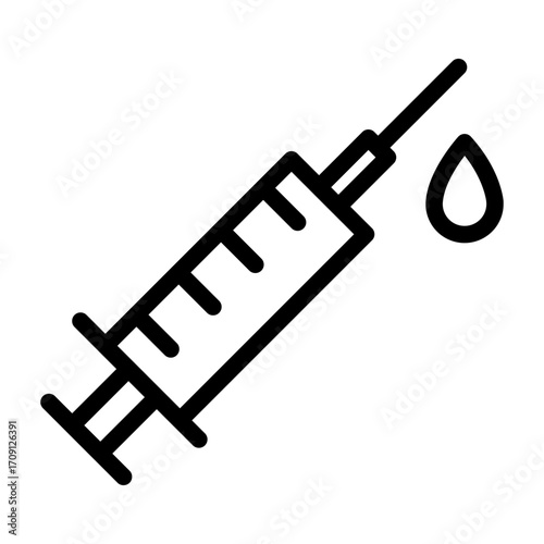 Vaccine Syringe (Angled) Line Icon of Vaccinations Icon Set