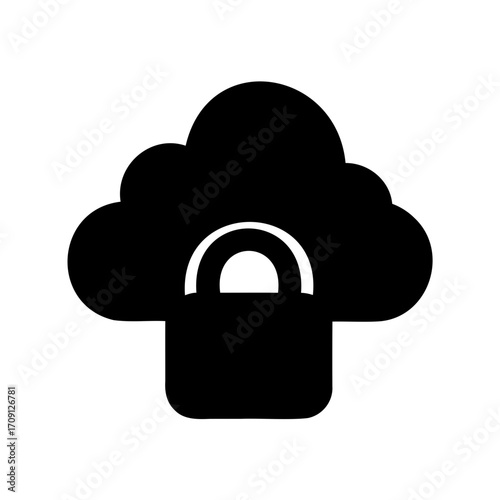 Black cloud with a secured lock at the bottom of it