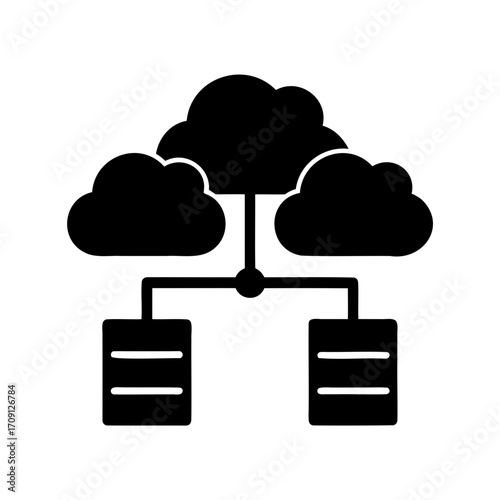 Cloud computing data storage and networking illustration for digital transformation infrastructure
