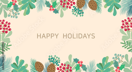 Happy Holiday Background Image Decorated with Plants