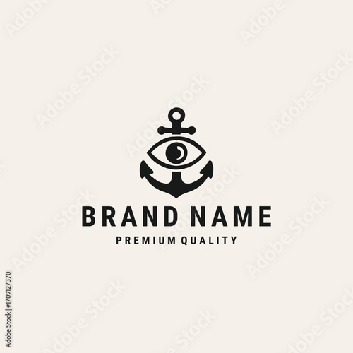 Anchor eye logo vector vintage template design