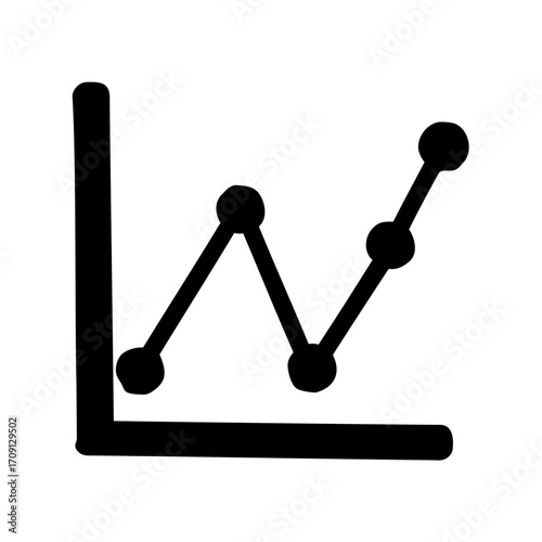 Stylized line graph chart showing fluctuating growth and increasing trends over time