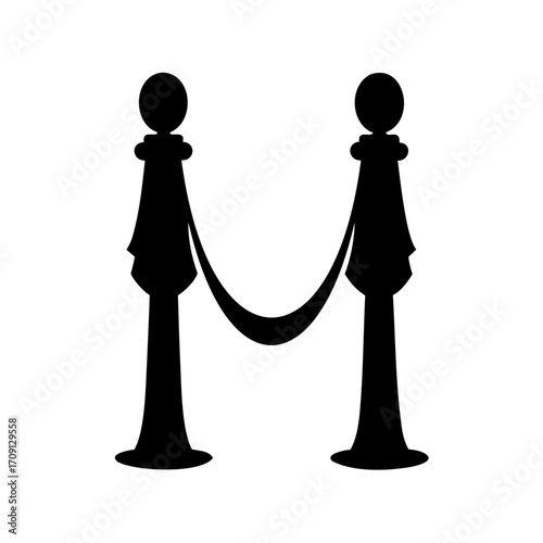 Black Silhouette of Stanchions and Velvet Rope Used as a Barrier