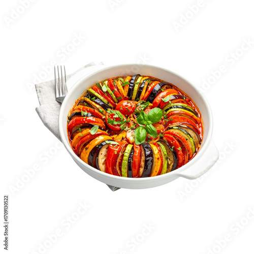 Wallpaper Mural Healthy gourmet vegetarian pasta dish with fresh tomato, basil, and red vegetables on a white plate Torontodigital.ca