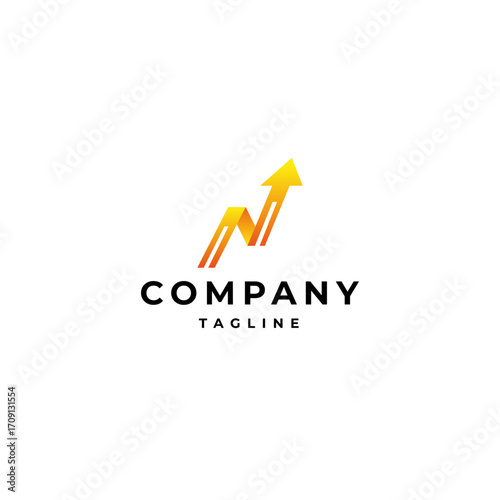 Up arrow logo with a fast effect in a flat design style