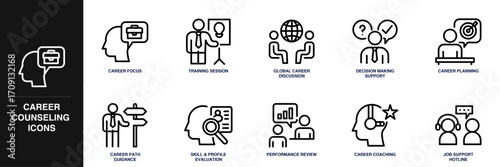 Career Counseling Line Icon Set