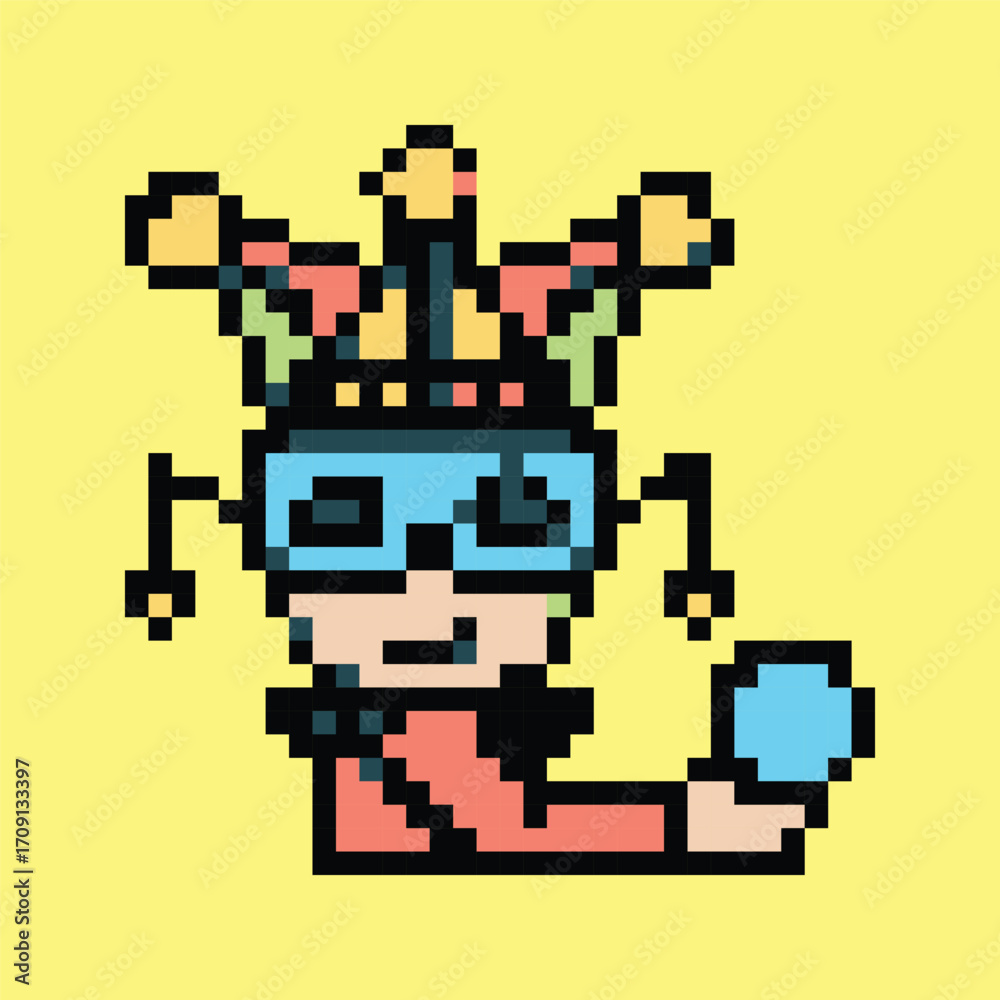 Fototapeta premium Pixel art medieval vector: knights, castles, dragons, perfect for games, apps, and retro designs.