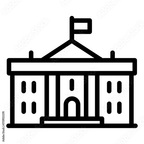 Presidential Building Line Icon of Government Buildings Icon Set