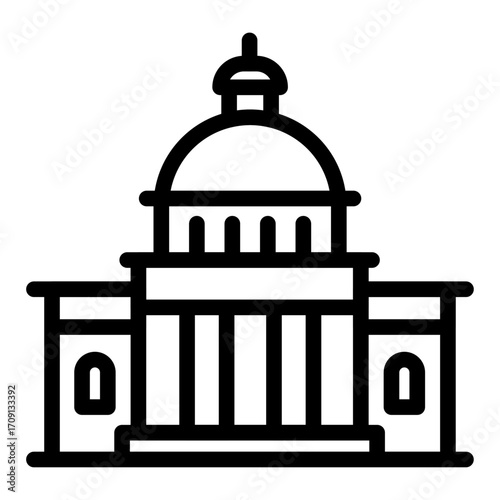 Capitol Dome Structure Line Icon of Government Buildings Icon Set