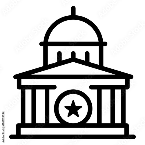 Parliament Building Line Icon of Government Buildings Icon Set
