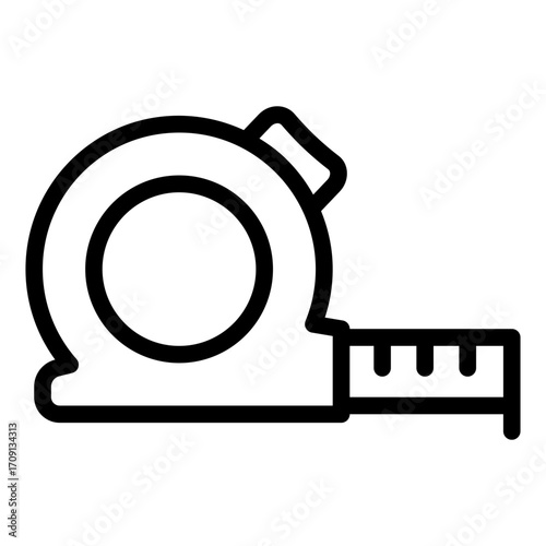 measuring object size outline icon using tape in workshop