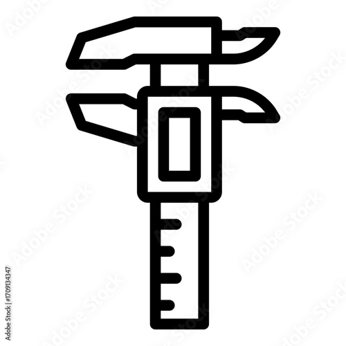 measuring object size outline icon using caliper in factory