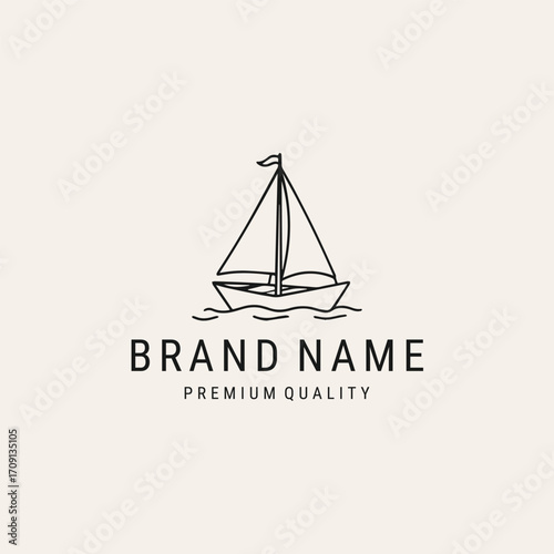Paper boat logo vector vintage template design