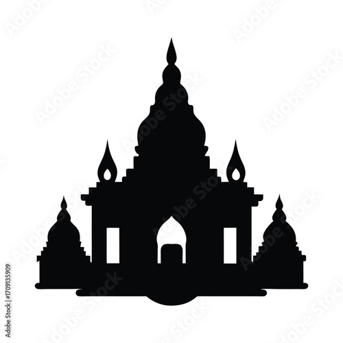Traditional asian temple silhouette iconic building architecture ancient landmark sacred place worship