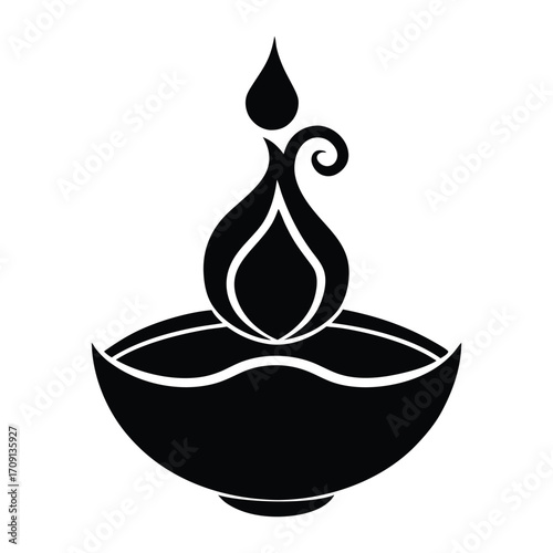 Traditional indian diya oil lamp silhouette symbolizing light knowledge and celebration spiritual purity