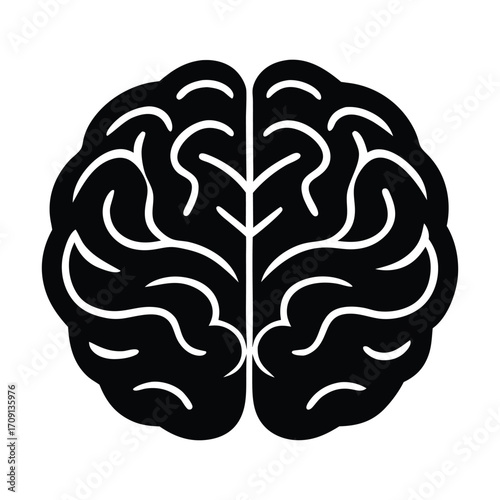 Striking silhouette of a human brain symbolizing intelligence knowledge and mental activity