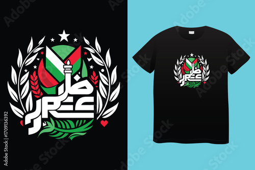 Palestine design vector, Save Palestine illustration for banner, t-shirt, poster, sticker, badges, social media design. Hand-Drawn Lettering Phrase, Calligraphy Graphic Typography.