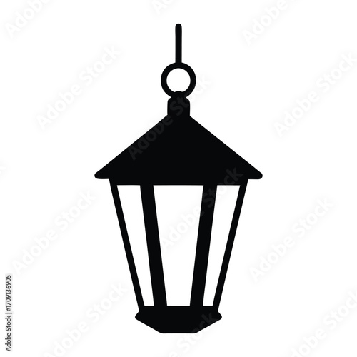 Classic hanging lantern silhouette simple elegant design outdoor lighting element decorative accent