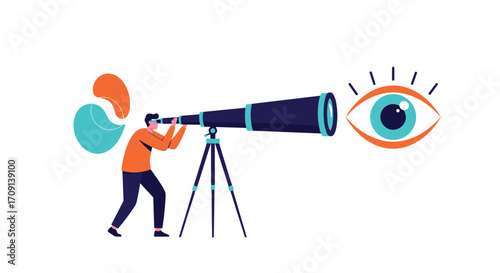 A man with a telescope looking into the distance.