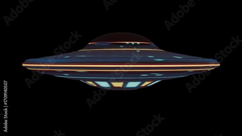UFO, spaceship, alien flying saucer 3D spinning