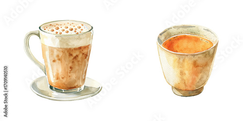 milk tea watercolor vector illustration