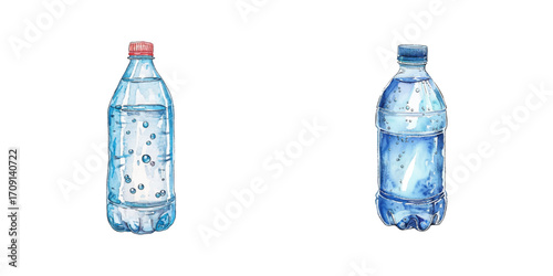 mineral water watercolor vector illustration
