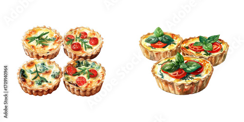mini quiches watercolor vector illustration