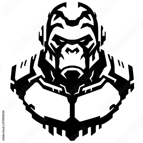 Retrato de silueta de un robot King Kong enojado