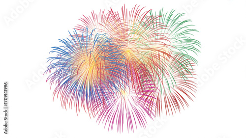 Colorful fireworks display illustration for new year celebration and holiday background design element vector