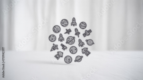 Explore the universe with these adorable space themed icons for your next design project or educational material