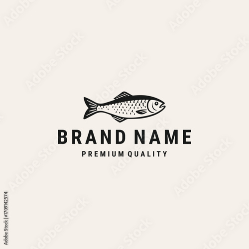Fish logo vector hipster vintage template design
