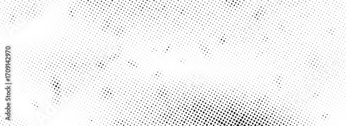 Distressed halftone gradient background. Grunge faded gritty noise texture. Retro pixelated backdrop. Dirty sandy grit wallpaper. Anime or manga style comic overlay. Vector aged speckled surface