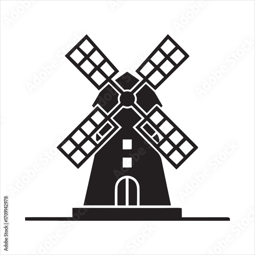 windmill silhouette vector, windmill icon symbol