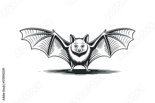 Pteropod wings spread open and facing forward on a transparent background. Vector hand drawn illustration