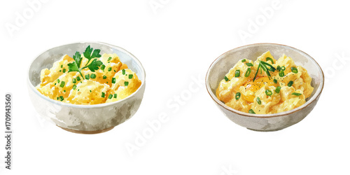 scrambled egg watercolor vector illustration
