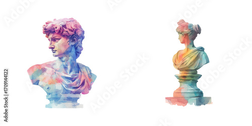 sculpture watercolor vector illustration