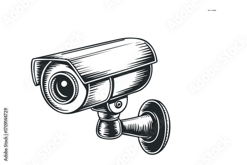 Security Camera Surveillance Equipment Isolated. Vector hand drawn illustration