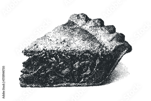 Pie slice with filling on transparent background. Vector hand drawn illustration