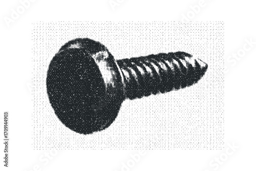 Black screw on transparent background. Vector hand drawn illustration