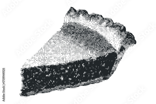 Halftone Style Slice of Pie on Transparent Background. Vector hand drawn illustration