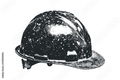 Distressed Hard Hat. Vector hand drawn illustration