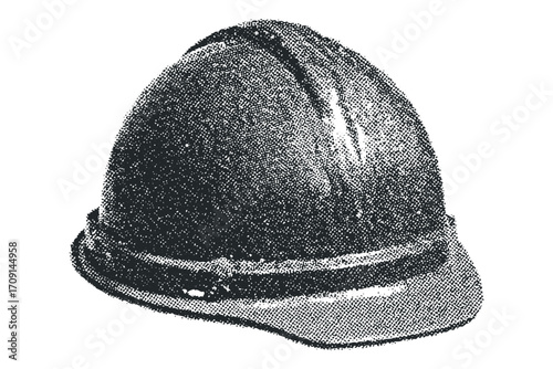 Vintage hard hat on transparent background. Vector hand drawn illustration