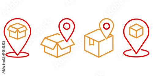 Dynamic icons showcase package location tracking and delivery services, ideal for logistics and e-commerce businesses seeking modern visual solutions