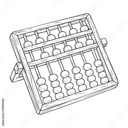 Vintage Hand-Drawn Abacus with Intricate Engravings