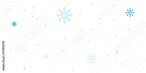 Natural Winter Christmas background with sky, heavy snowfall, snowflakes in different shapes and forms, snowdrifts. Winter landscape with falling Christmas shining beautiful snow